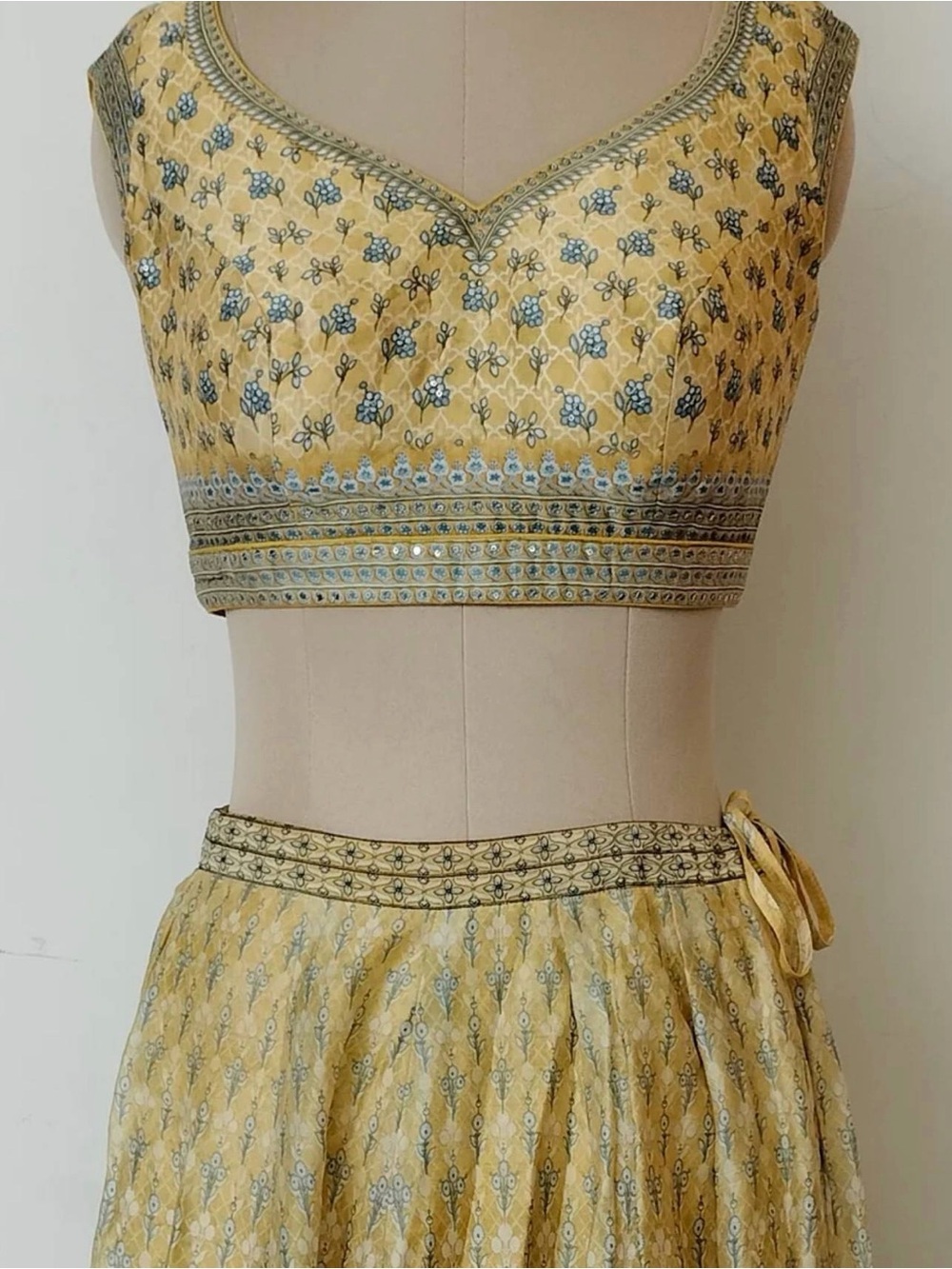 Anita Dongre Yellow and Blue Floral Lehenga